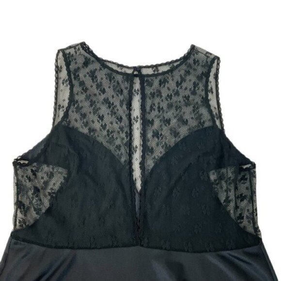 Vintage Jolie Two JC Penny Nightgown Black Size Large Lace Floral Nylon - Picture 8 of 12